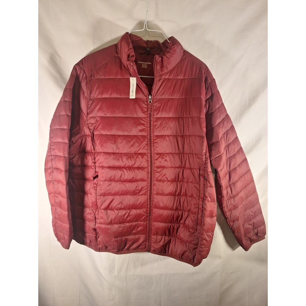 Amazon Essentials Lightweight Packable Puffer Jacket XL Red Long Sleeve Full Zip
